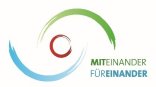 Logo Miteinander Füreinander grün rot blaues Logo Miteinander Füreinander