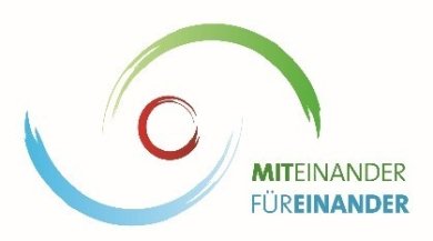 Logo Miteinander Füreinander grün rot blaues Logo Miteinander Füreinander